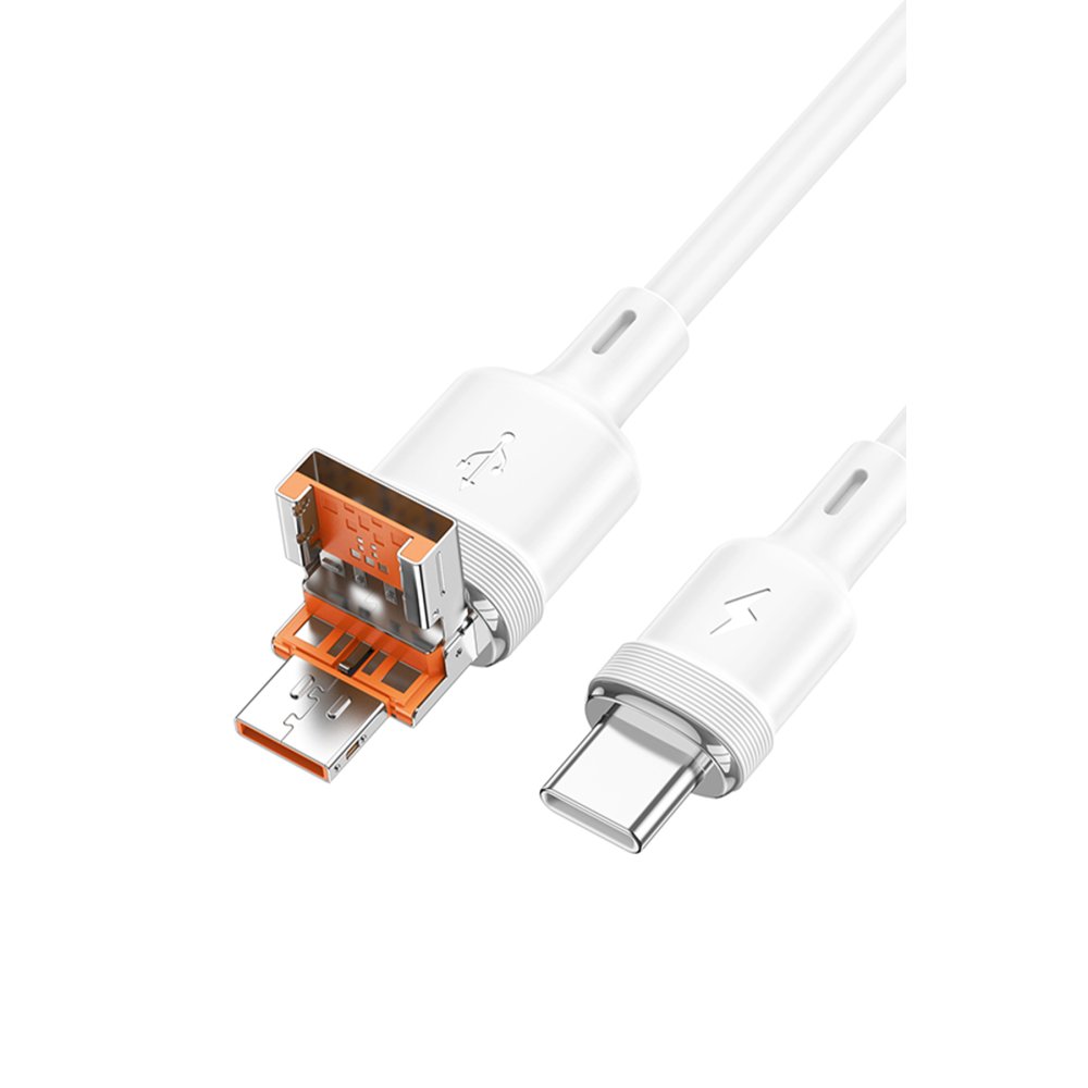 Hoco U131 1.2M 2in1 USB ve Type-C to Type-C Şarj Data Kablosu - Beyaz