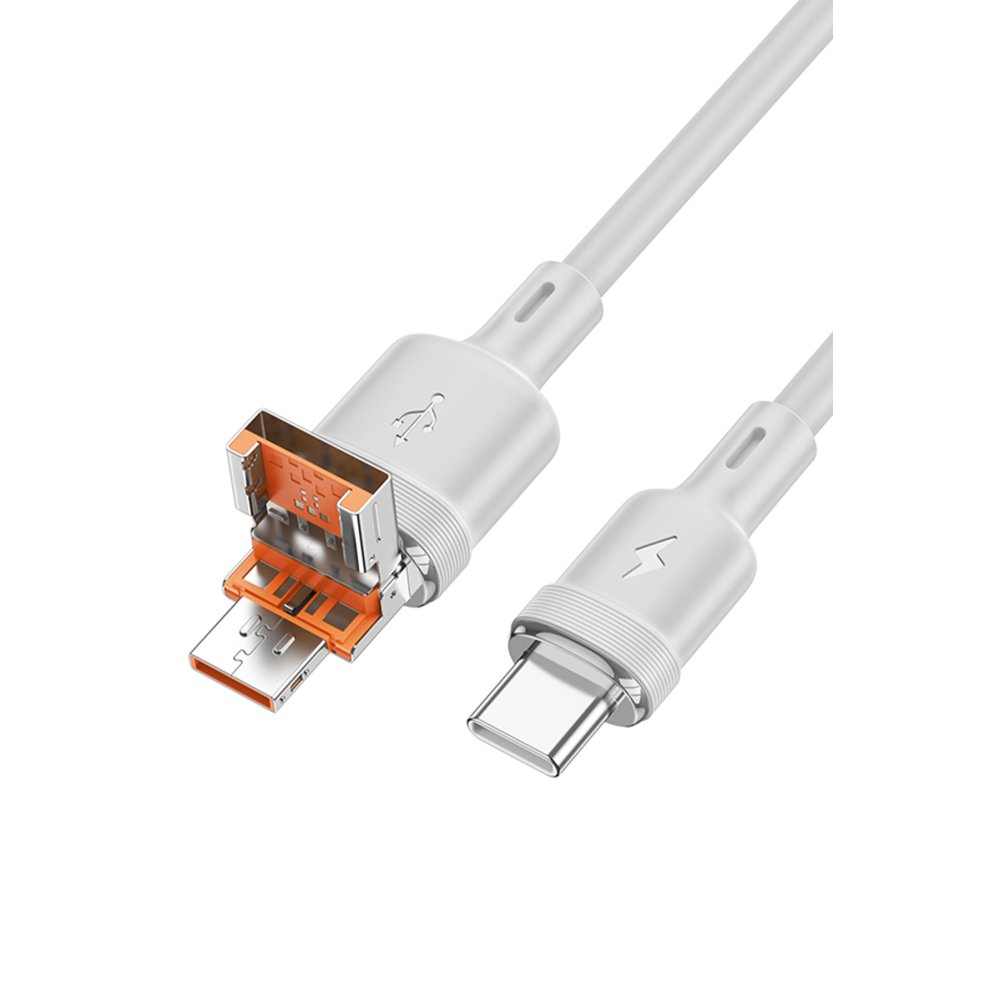 Hoco U131 1.2M 2in1 USB ve Type-C to Type-C Şarj Data Kablosu - Gri