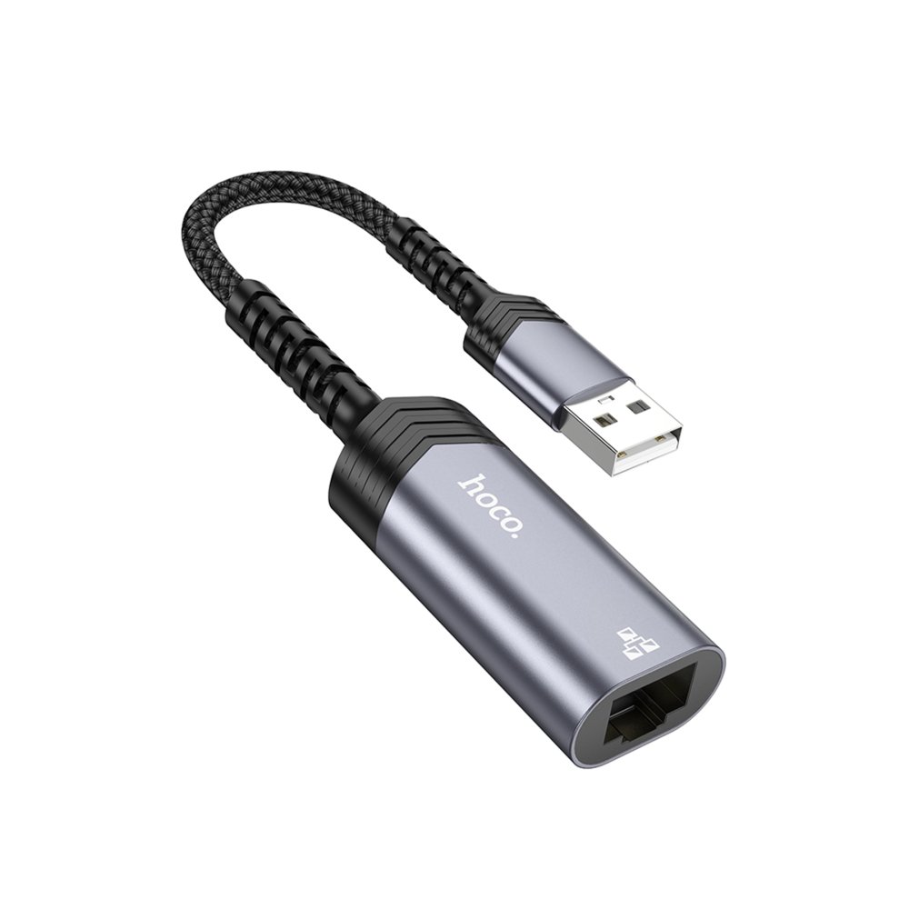 Hoco UA26 Tak Çalıştır USB to RJ45 100 Mbps Ethernet Dönüştürücü - Gri