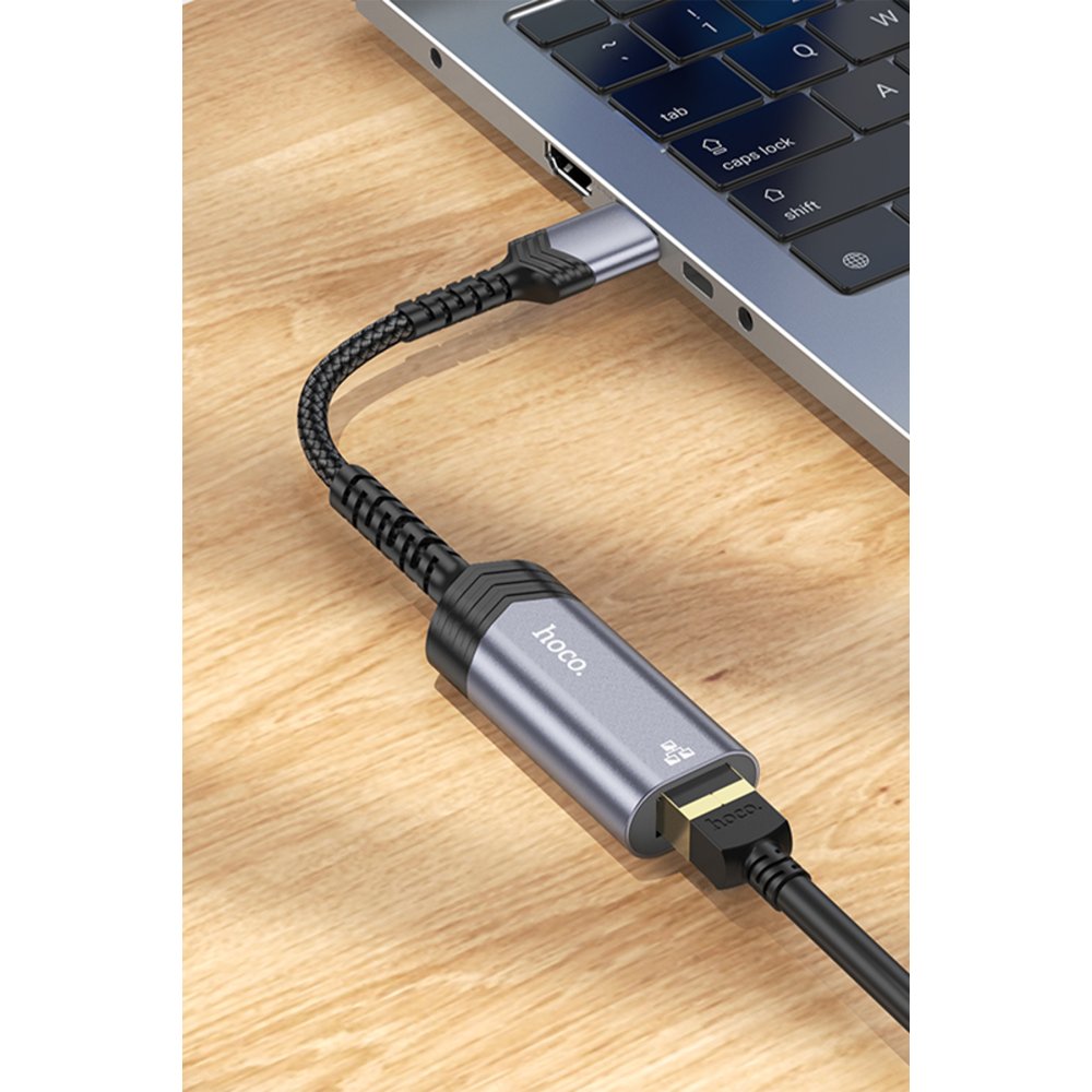 Hoco UA26 Tak Çalıştır USB to RJ45 100 Mbps Ethernet Dönüştürücü - Gri