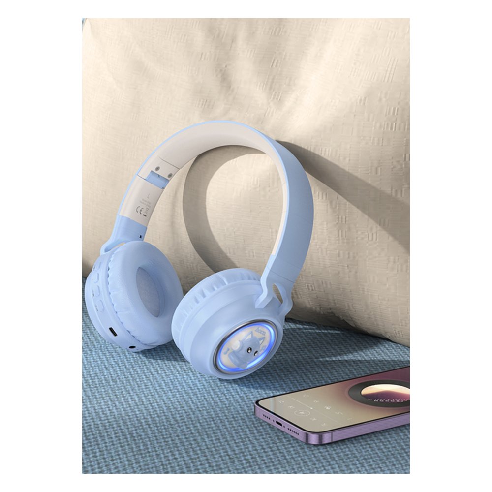 Hoco W50 Cute Fun BT RGB Kablosuz Kafaüstü Kulaklık - Beyaz