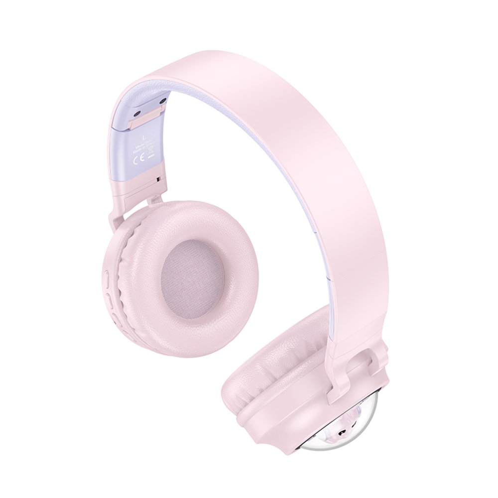 Hoco W50 Cute Fun BT RGB Kablosuz Kafaüstü Kulaklık - Pembe