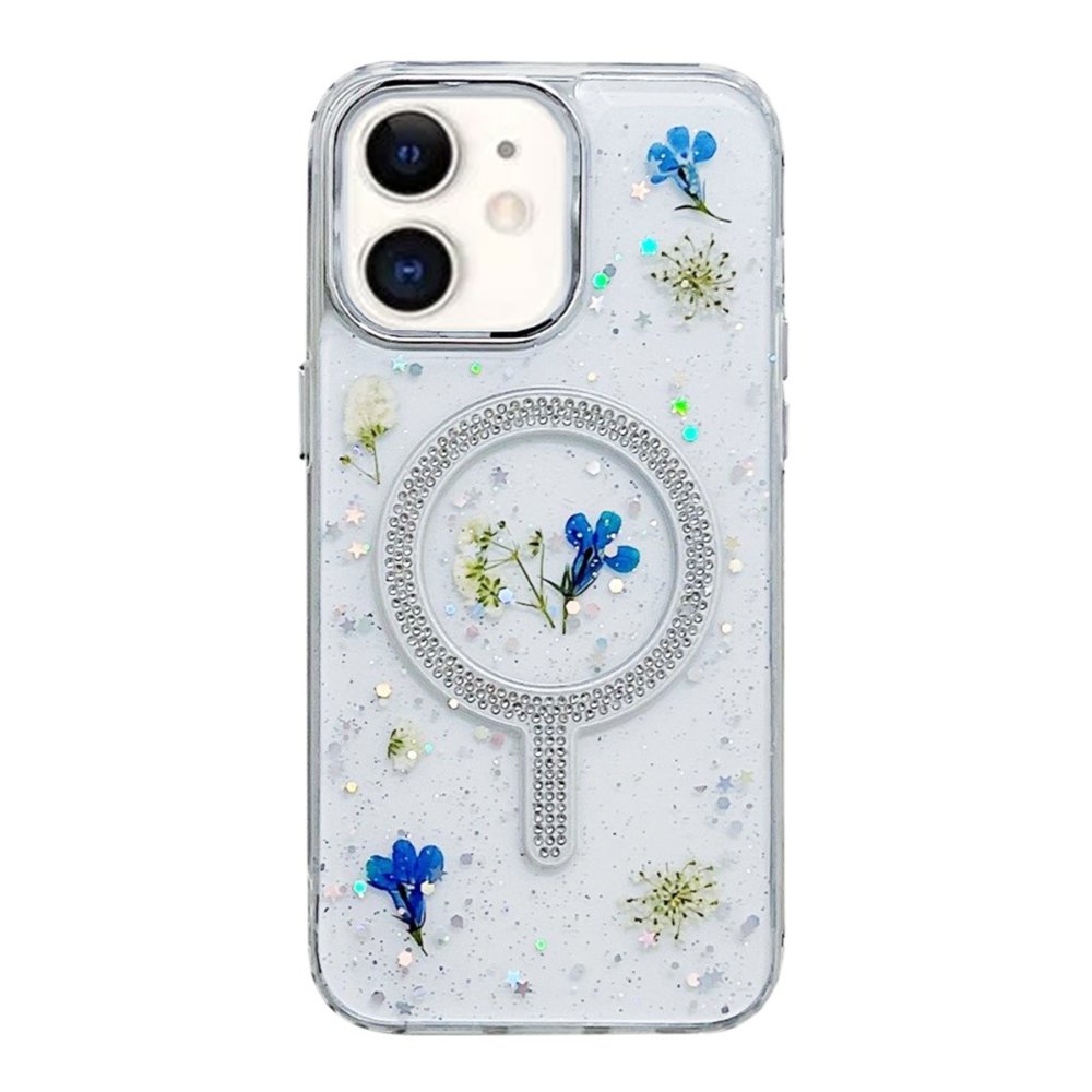 Newface iPhone 11 Flower Magsafe Kapak - Mavi