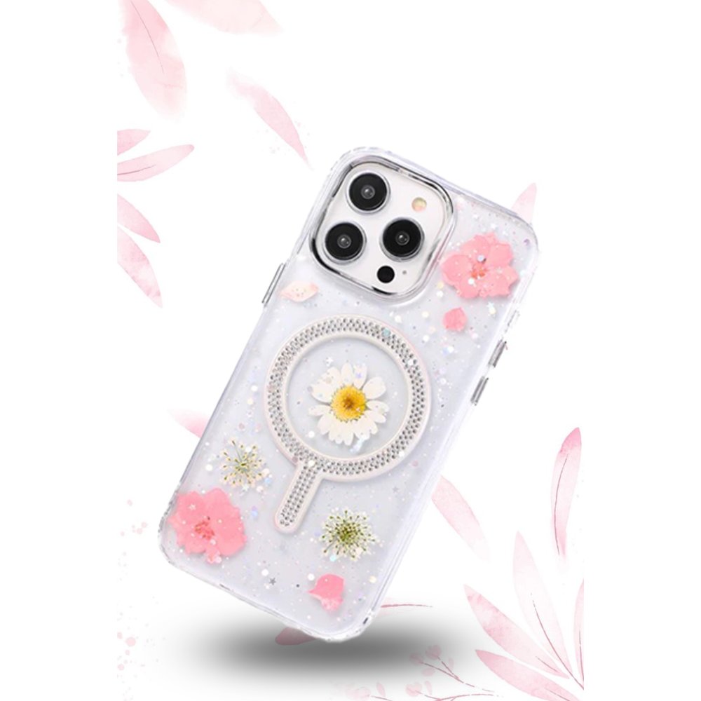 Newface iPhone 11 Flower Magsafe Kapak - Mavi