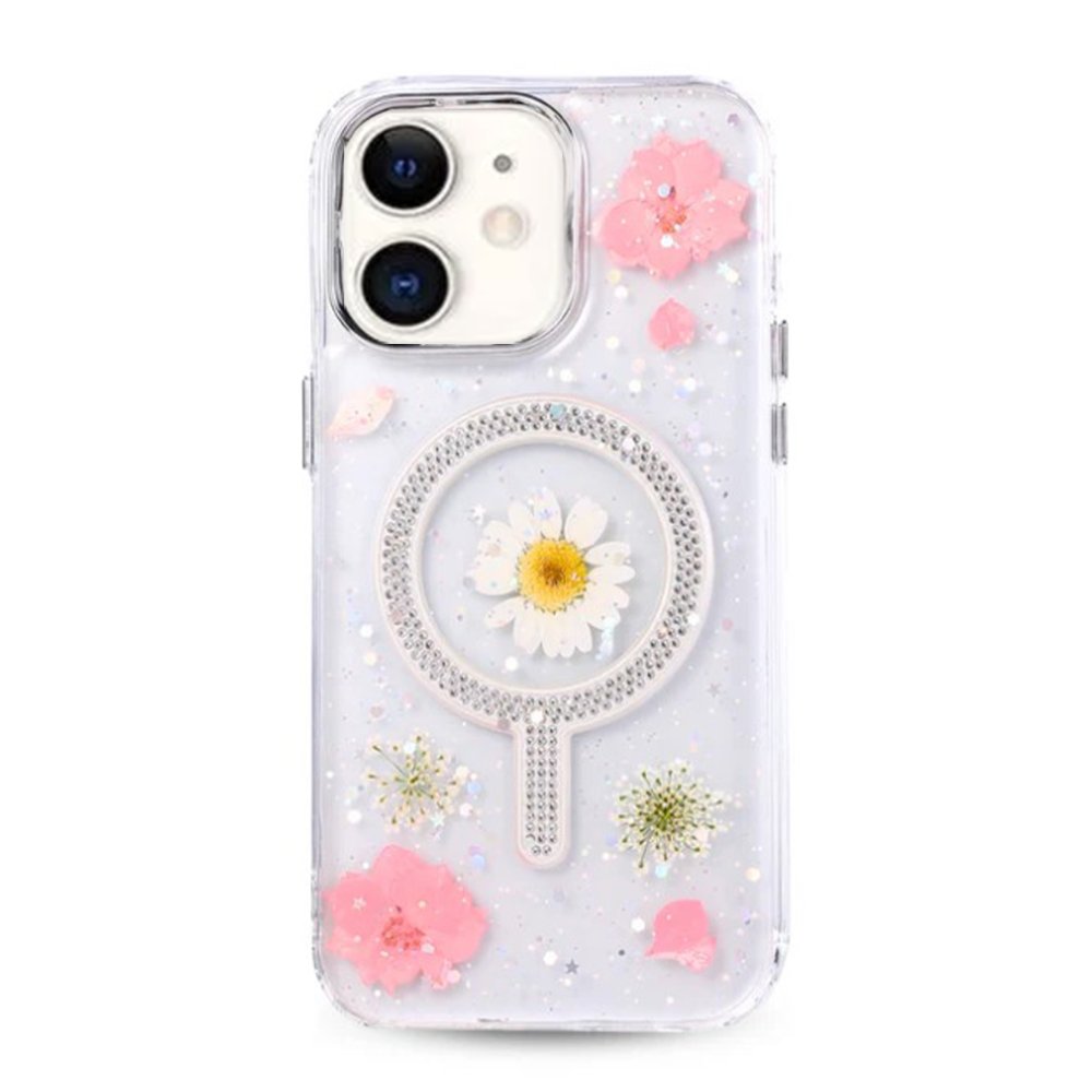 Newface iPhone 11 Flower Magsafe Kapak - Pembe