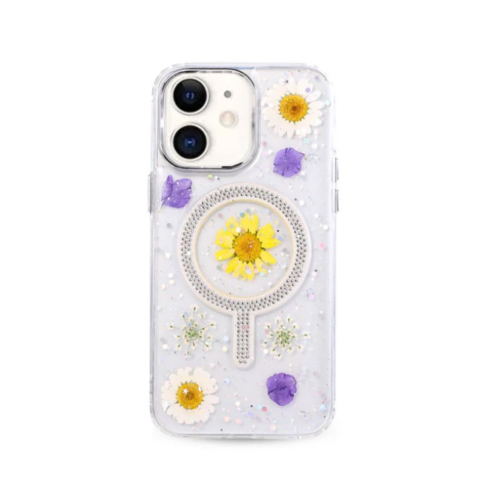 Newface iPhone 11 Flower Magsafe Kapak - Sarı