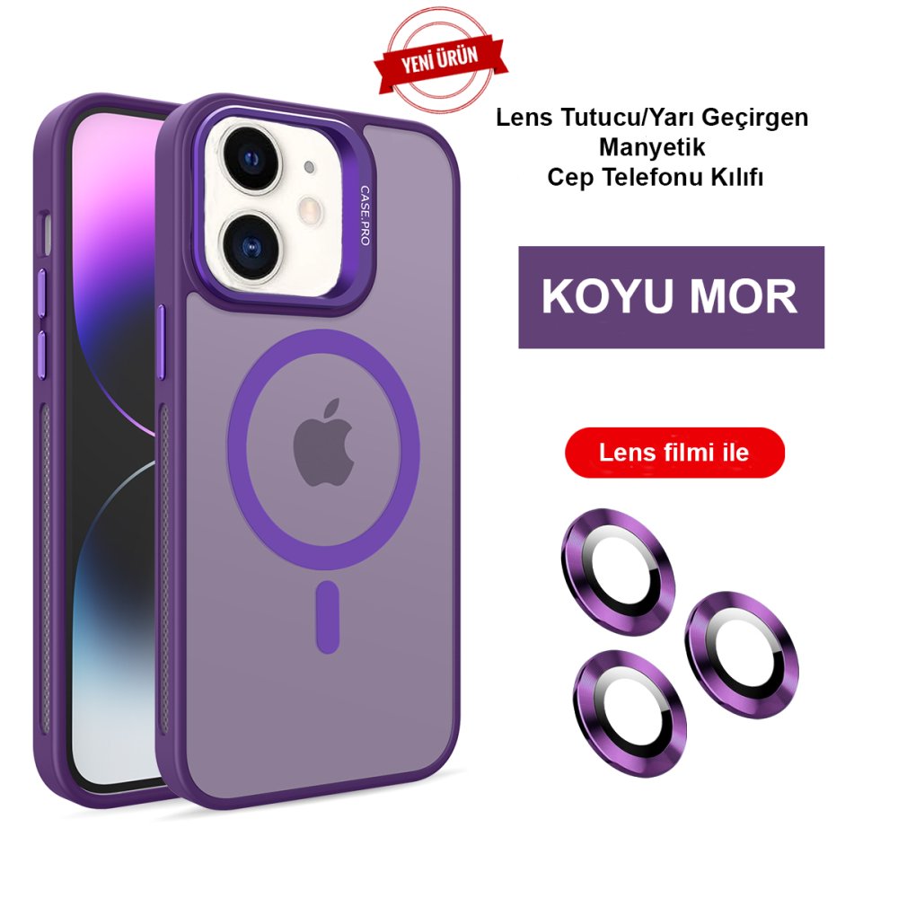 Joko iPhone 11 Kılıf Flet Lens Magsafe Kapak - Derin Mor