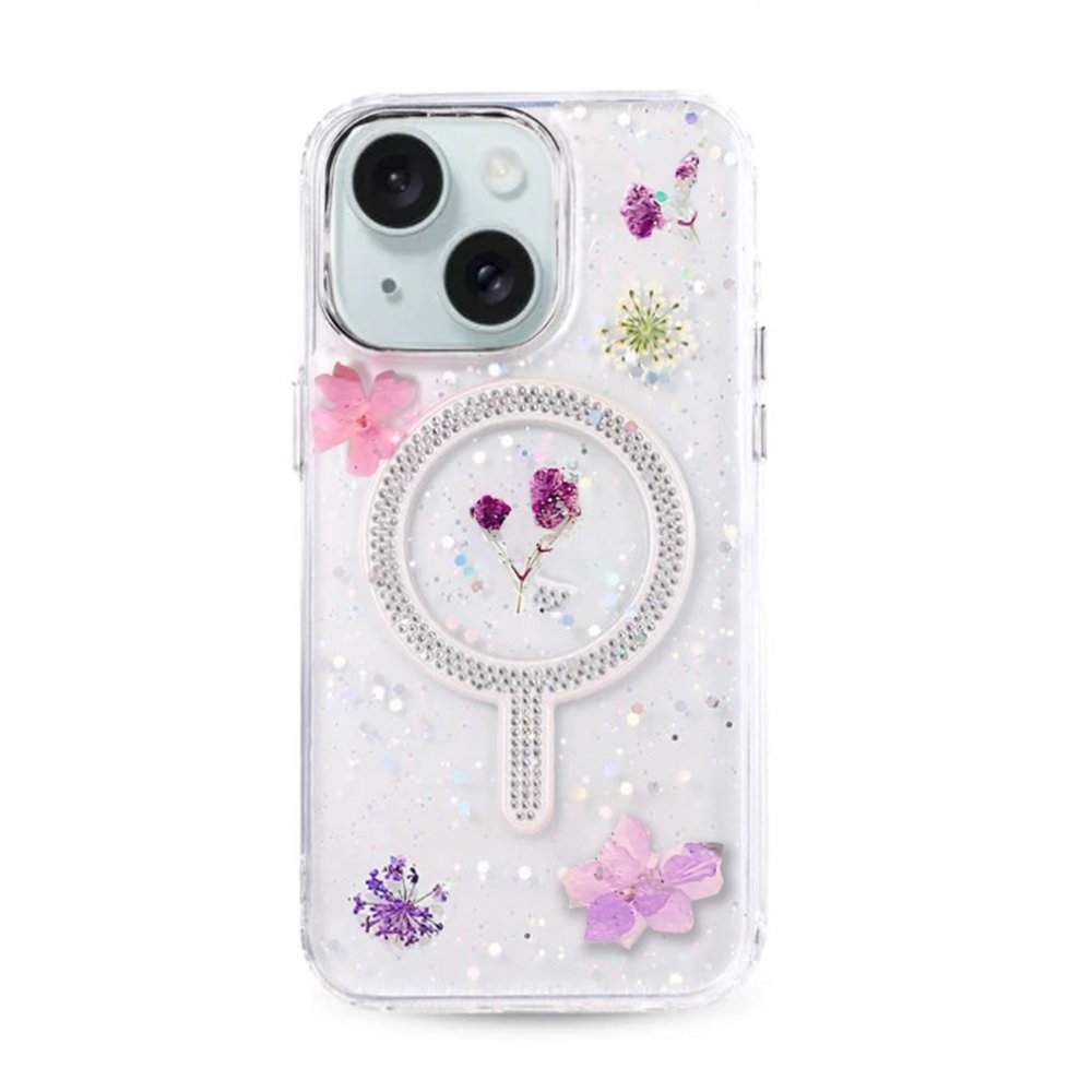 Newface iPhone 13 Flower Magsafe Kapak - Mor