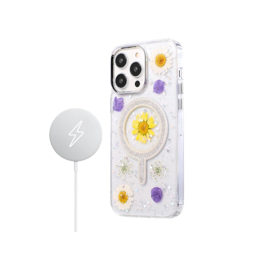 Newface iPhone 13 Flower Magsafe Kapak - Mor