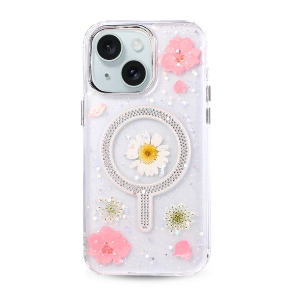 Newface iPhone 13 Flower Magsafe Kapak - Pembe