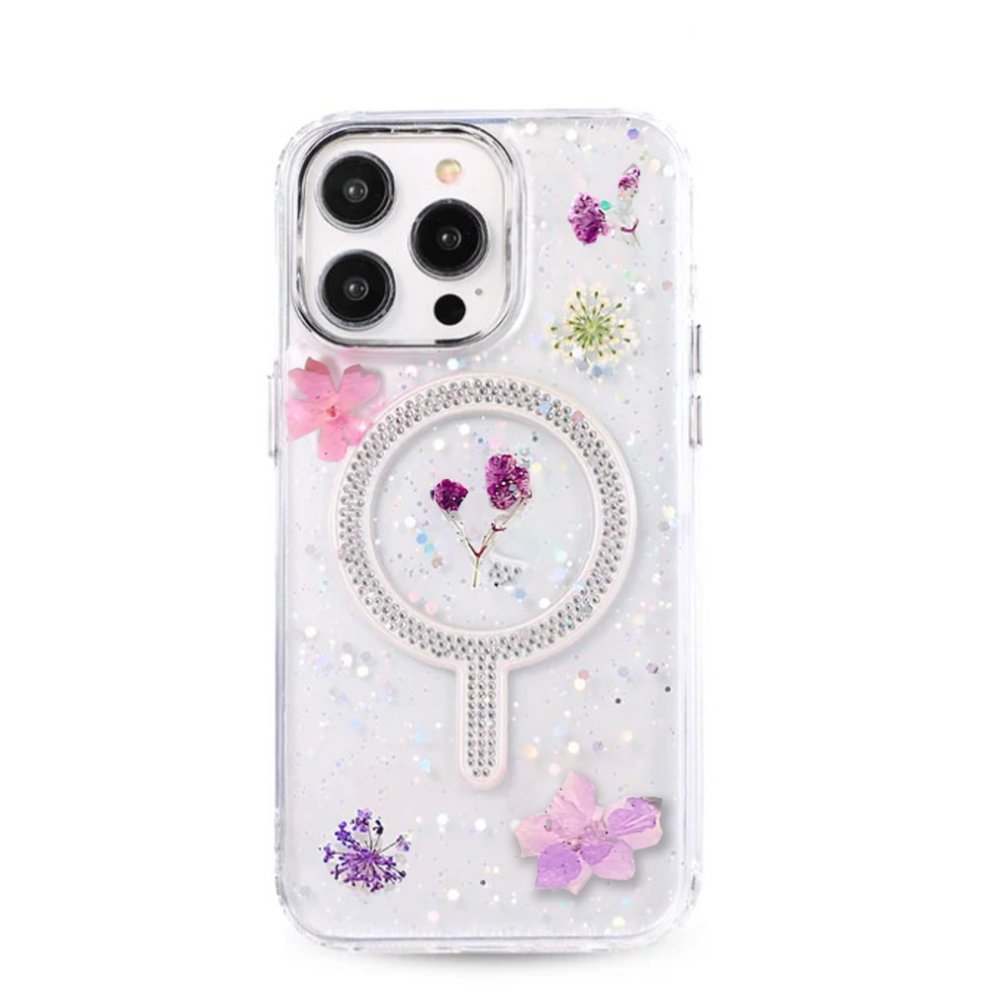 Newface iPhone 14 Pro Flower Magsafe Kapak - Mor