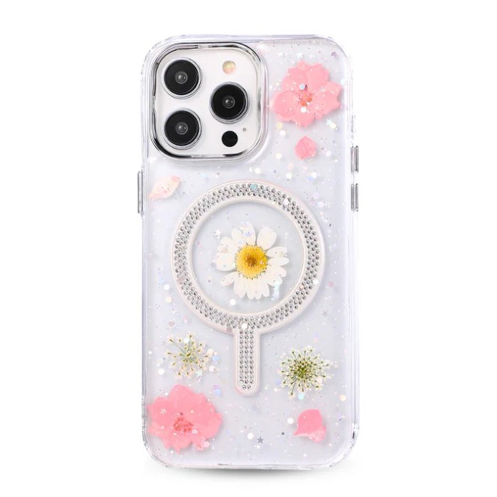 Newface iPhone 14 Pro Flower Magsafe Kapak - Pembe