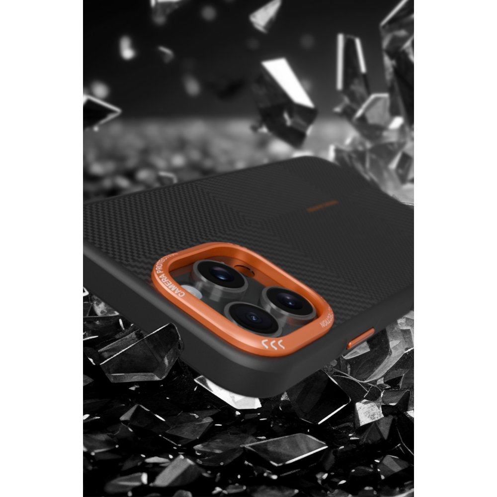 Joko iPhone 15 Orange Karbon Magsafe Kapak - Gri