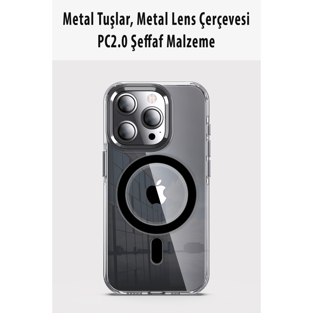 Joko iPhone 15 Pro Kılıf Crystal Magsafe Kapak - Siyah