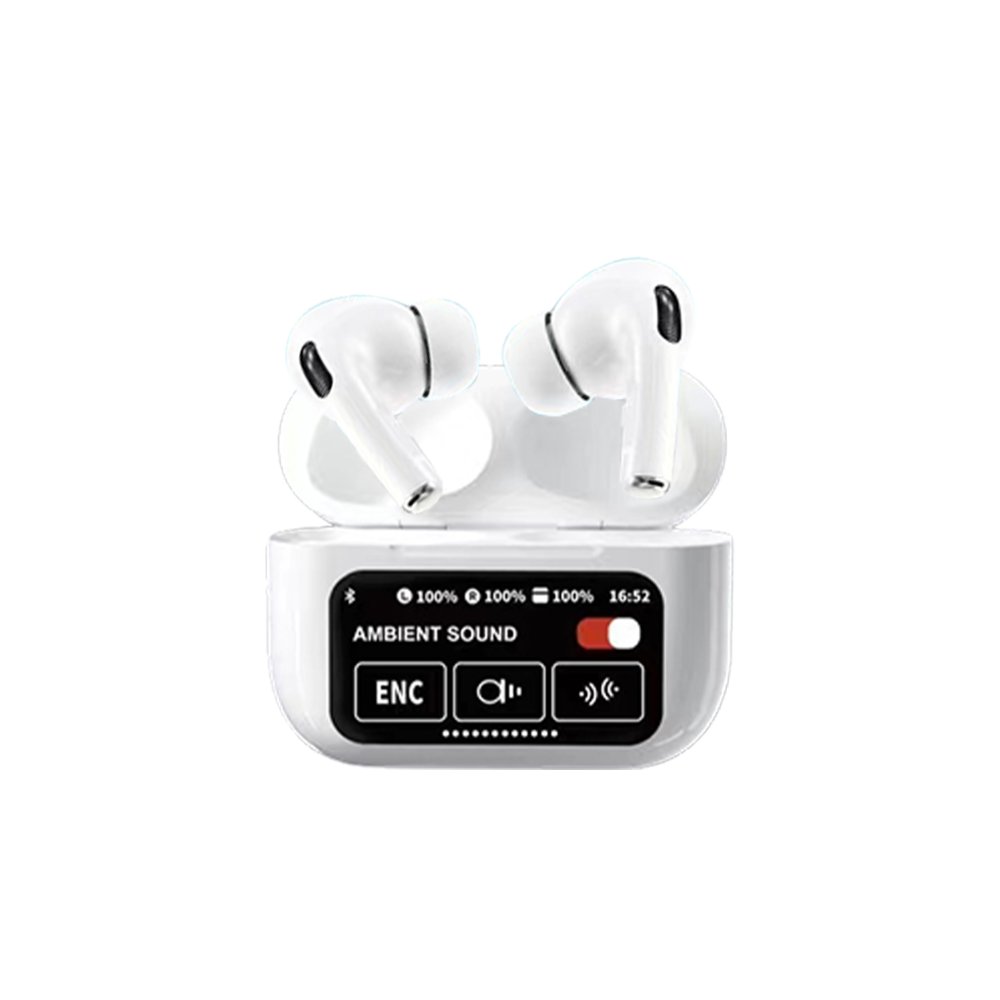 Karler Bass A9 Pro Aktif Gürültü Engelleyici Özellikli Dijital Ekranlı Airpods Bluetooth Kulaklık - Beyaz