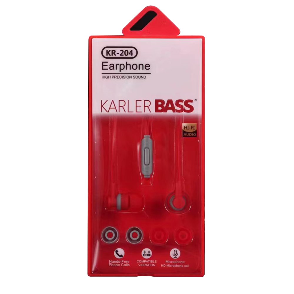 Karler Bass KR-204 Kablolu Kulaklık - Kırmızı