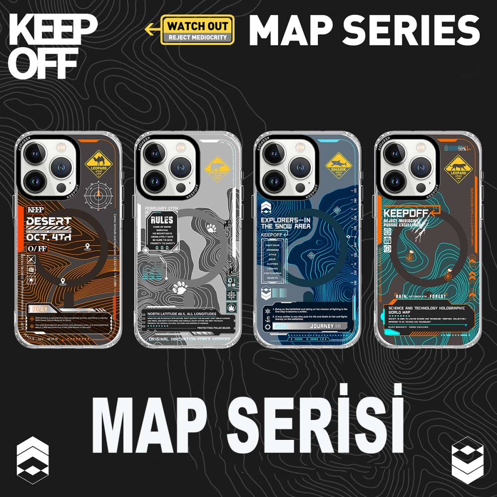 Keep Off iPhone 15 Pro Max Map Magsafe Kapak - Snowfield