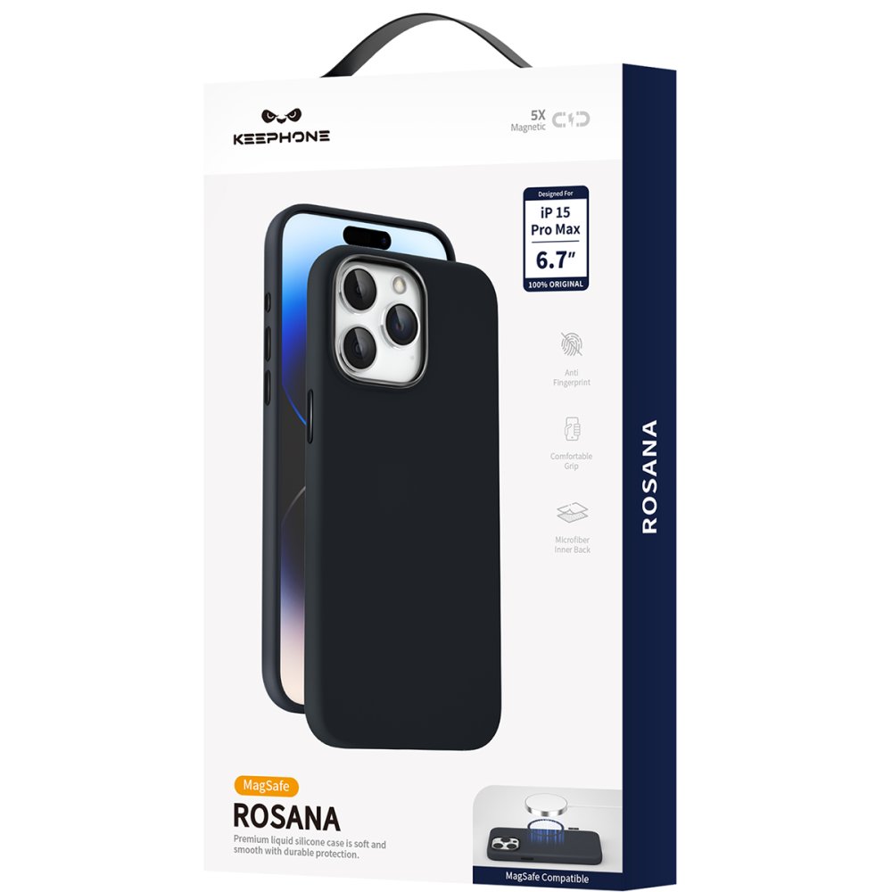 Keephone iPhone 15 Rosana Silikon Kılıf - Siyah