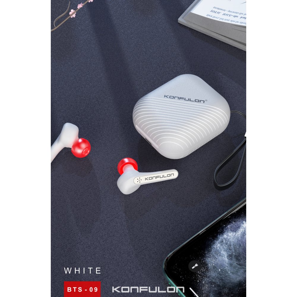 Konfulon BTS09 Kablosuz Airpods Kulaklık - Beyaz
