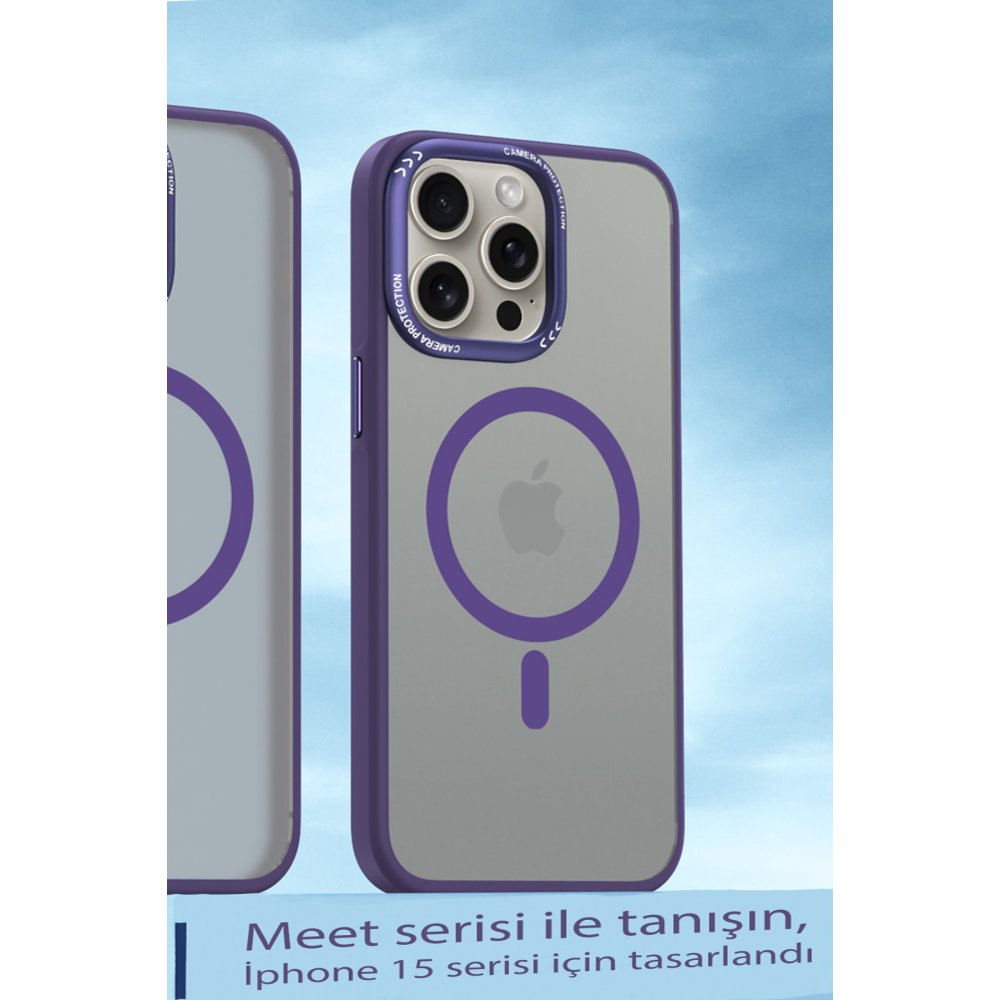 Movenchy iPhone 15 Pro Kılıf Radyant Magsafe Kapak - Derin Mor