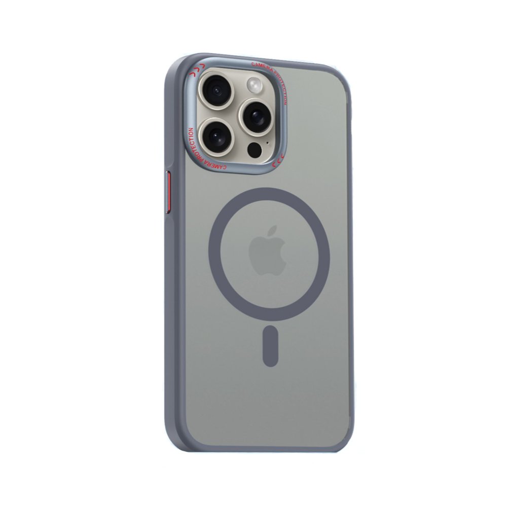 Movenchy iPhone 15 Pro Kılıf Radyant Magsafe Kapak - Titan Gri