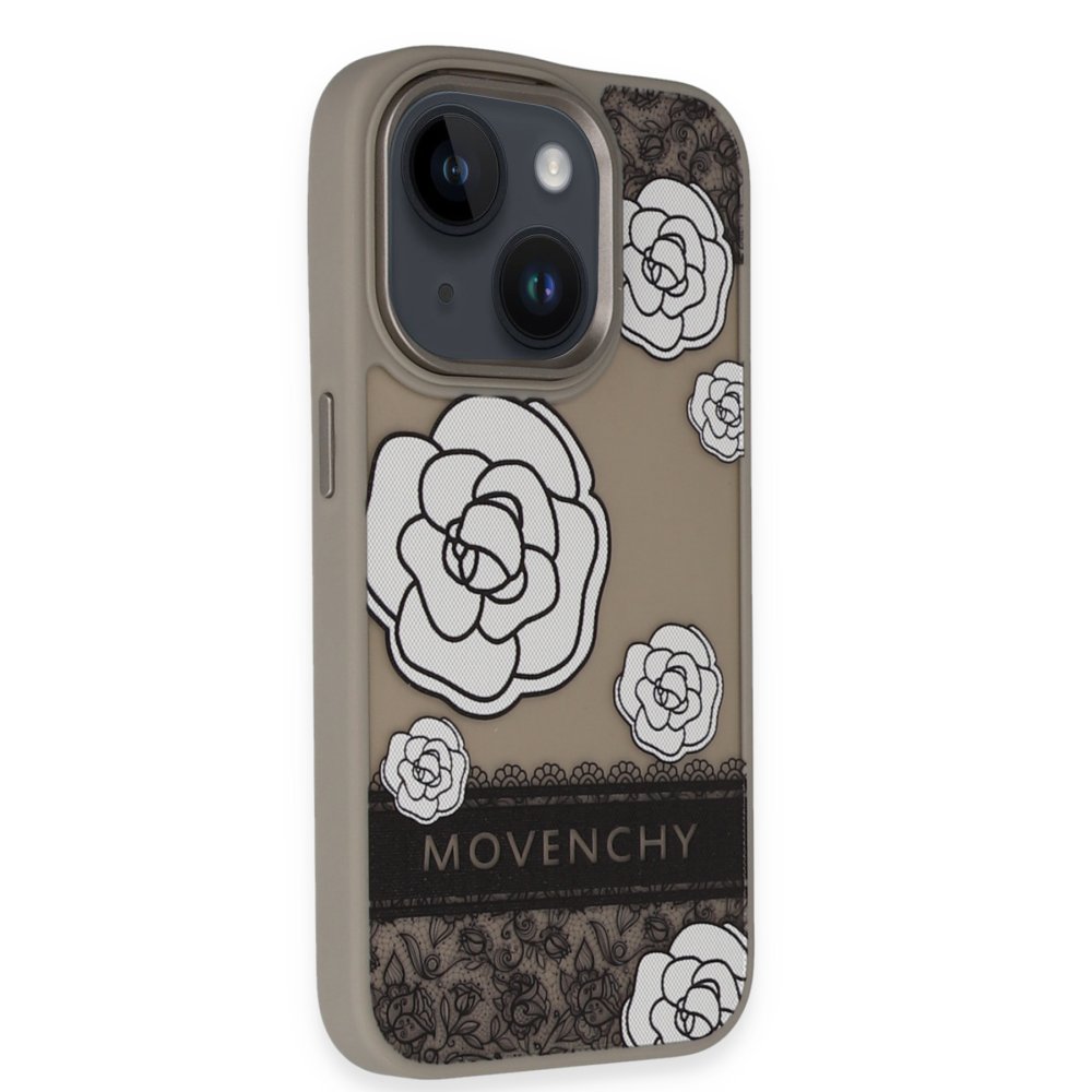 Movenchy iPhone 15 Terra Desenli Kapak - Gri - 3