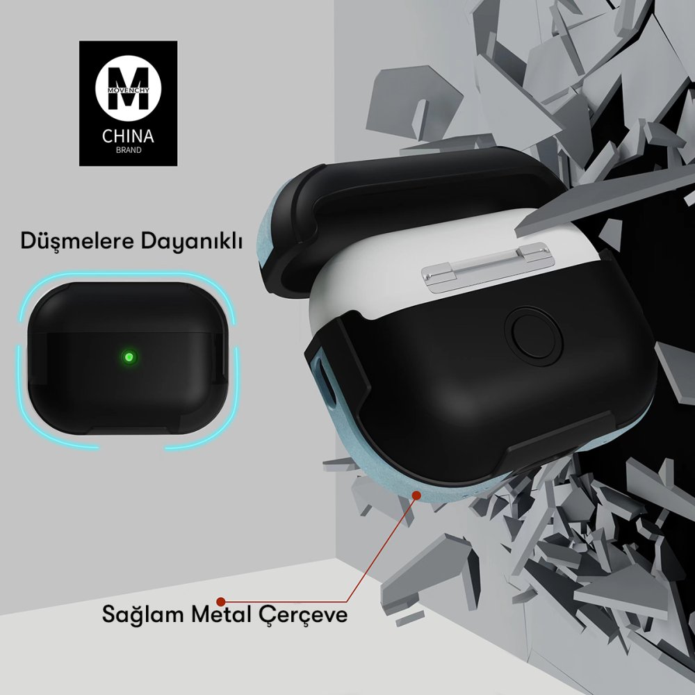 Movenchy Airpods 3 (3.nesil) MO-A8 Armor Kılıf - Lacivert