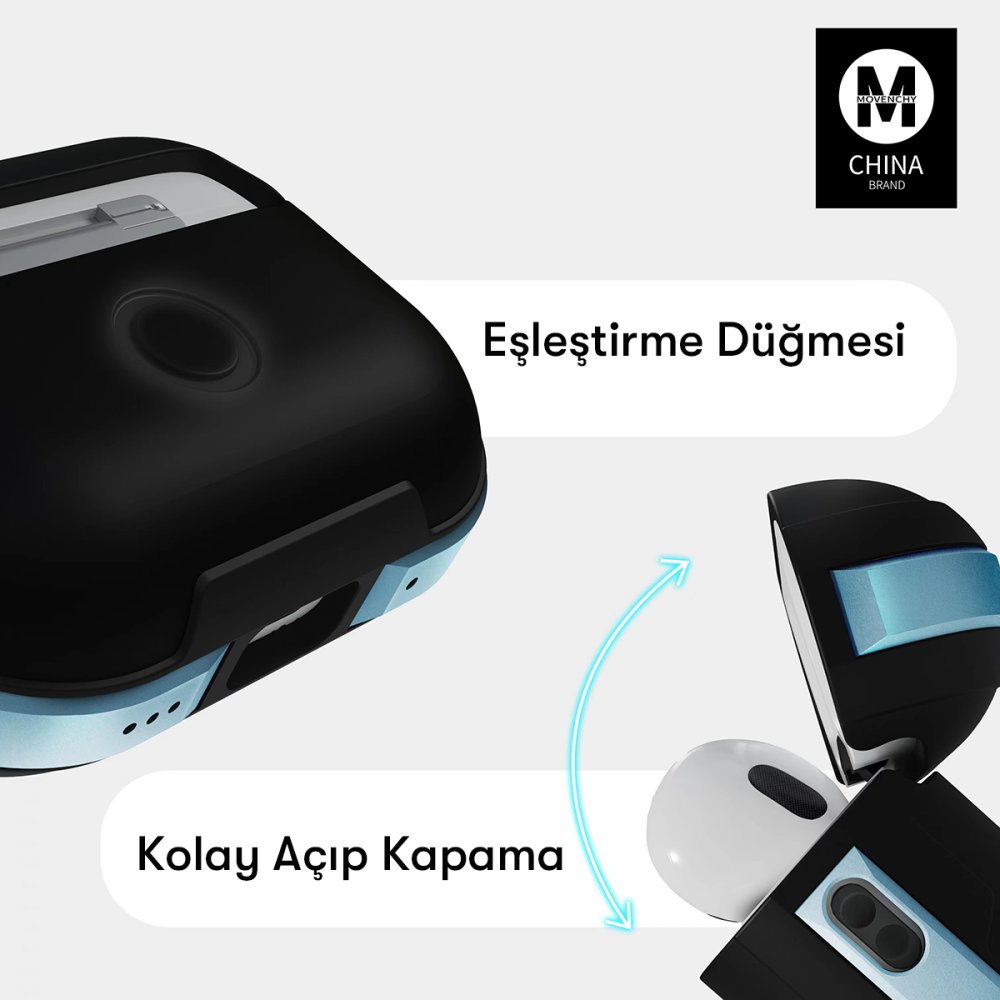 Movenchy Airpods 3 (3.nesil) MO-A8 Armor Kılıf - Sierra Blue