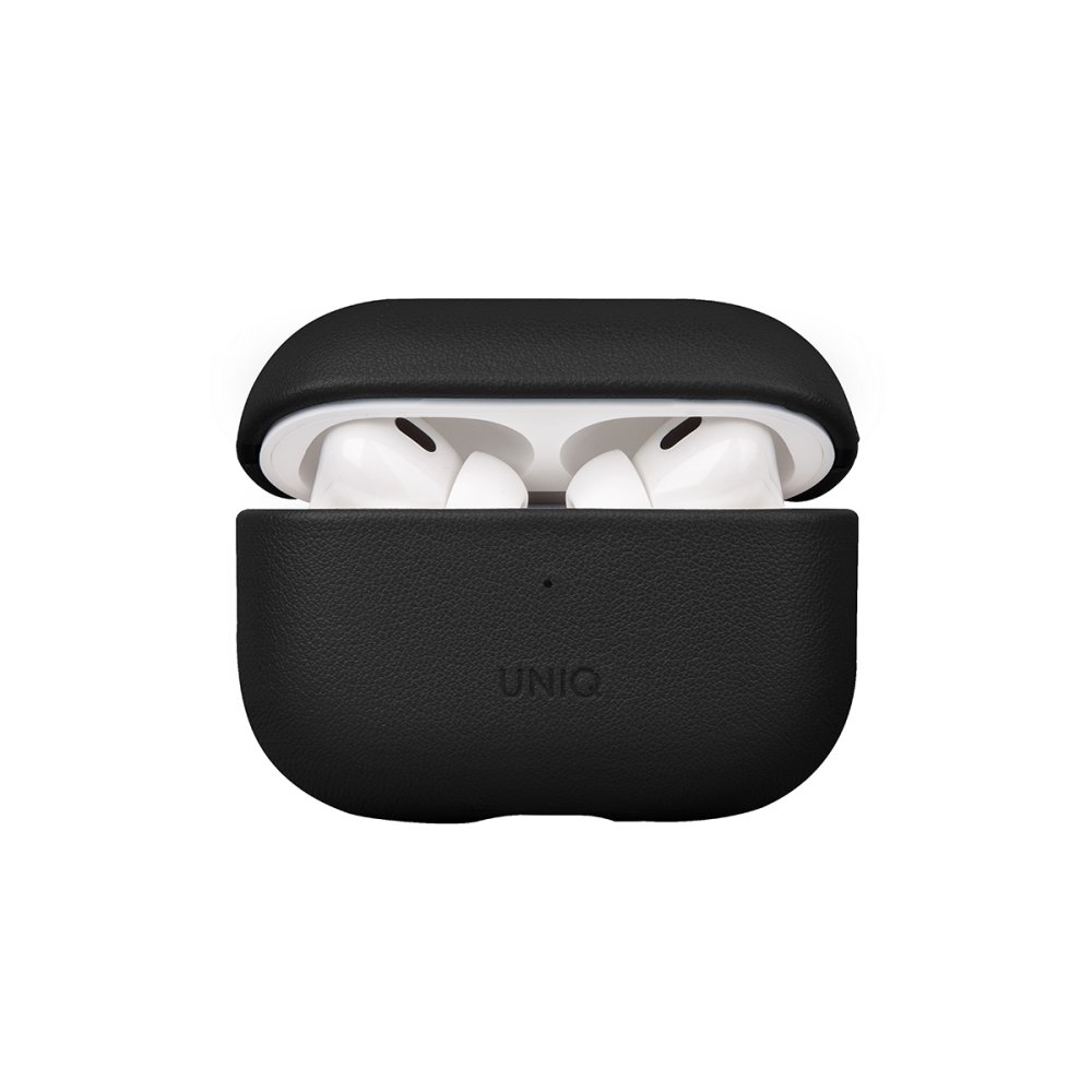 Uniq Airpods Pro 2 (2.nesil) Terra Genuine Deri Kılıf - Siyah