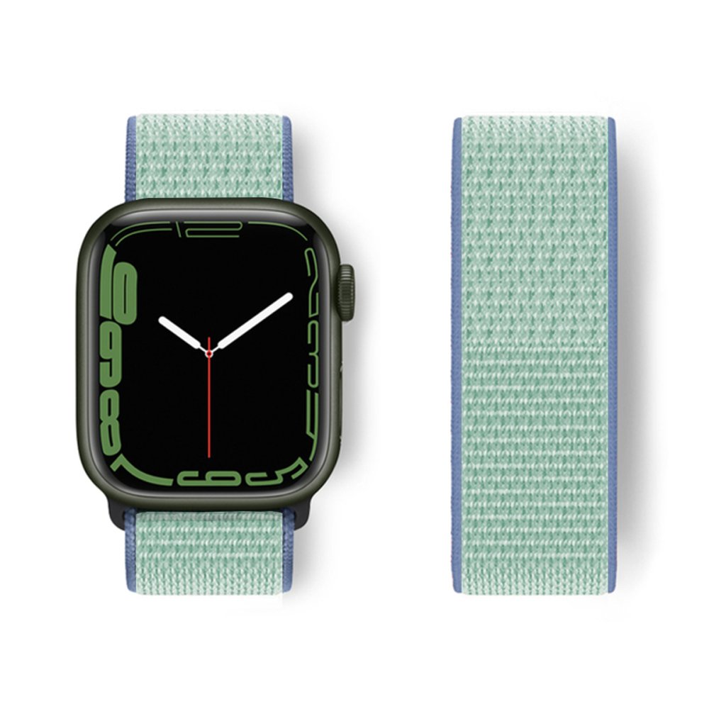 Newface Apple Watch 38mm Hasırlı Cırtcırtlı Kordon - Mavi-Turkuaz