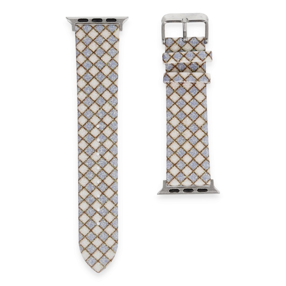 Newface Apple Watch 38mm Karo Motif Kordon - Lila