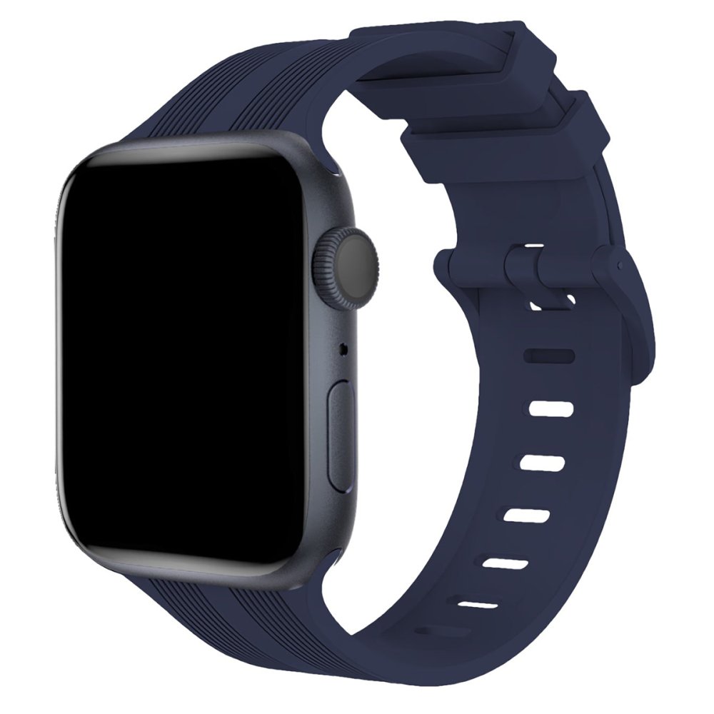 Newface Apple Watch 38mm KR408 Çizgili Silikon Kordon - Lacivert