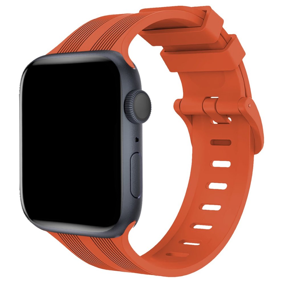 Newface Apple Watch 40mm KR408 Çizgili Silikon Kordon - Turuncu