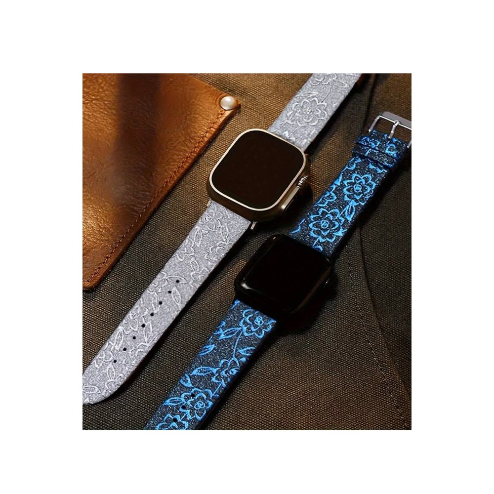 Newface Apple Watch 41mm Creeper Desenli Kordon - Siyah