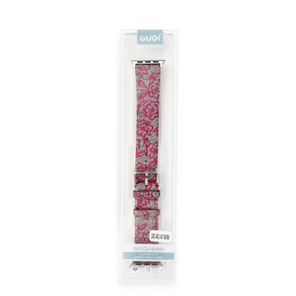 Newface Apple Watch 44mm Creeper Desenli Kordon - Pembe