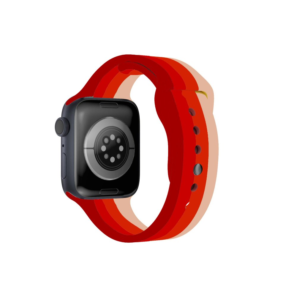 Newface Apple Watch 44mm Gökkuşağı Org Kordon - Bordo-Krem