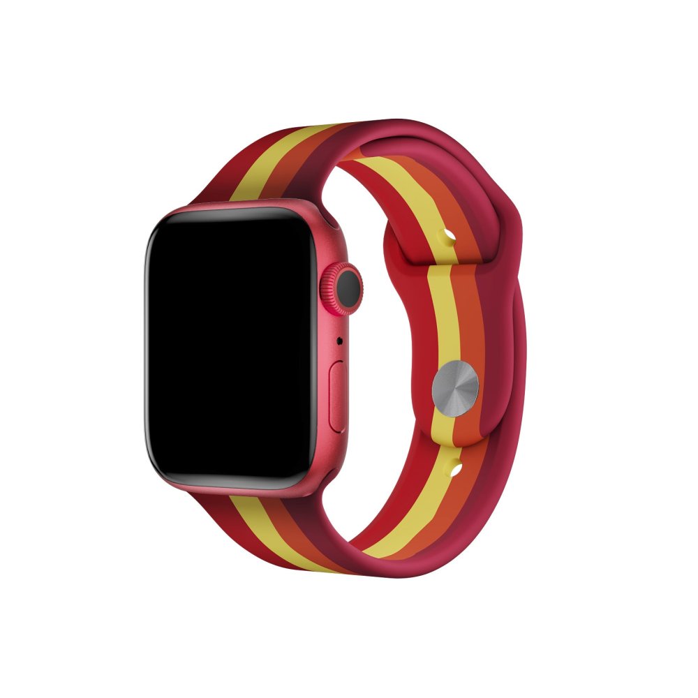 Newface Apple Watch 44mm Gökkuşağı Org Kordon - Kırmızı-Bordo