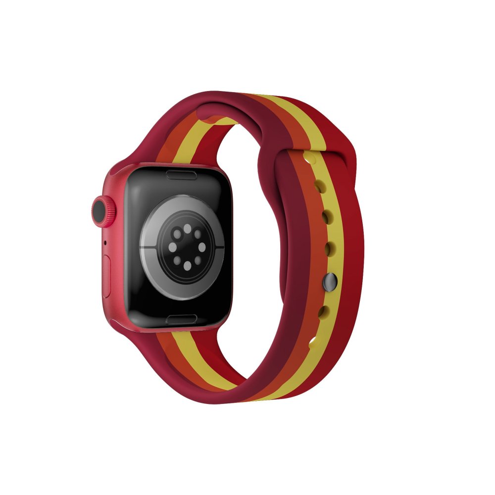 Newface Apple Watch 44mm Gökkuşağı Org Kordon - Kırmızı-Bordo