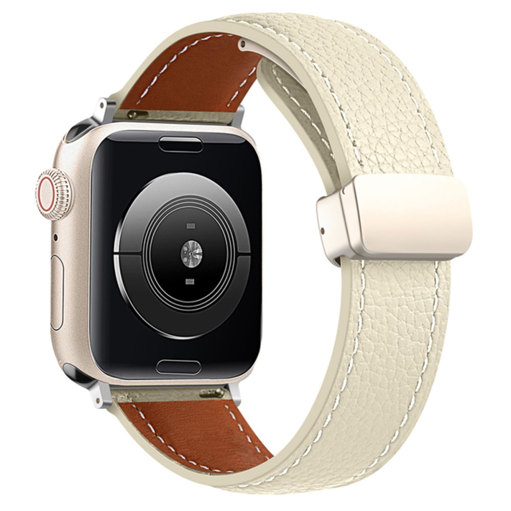 Newface Apple Watch 45mm KR414 Daks Deri Kordon - Beyaz