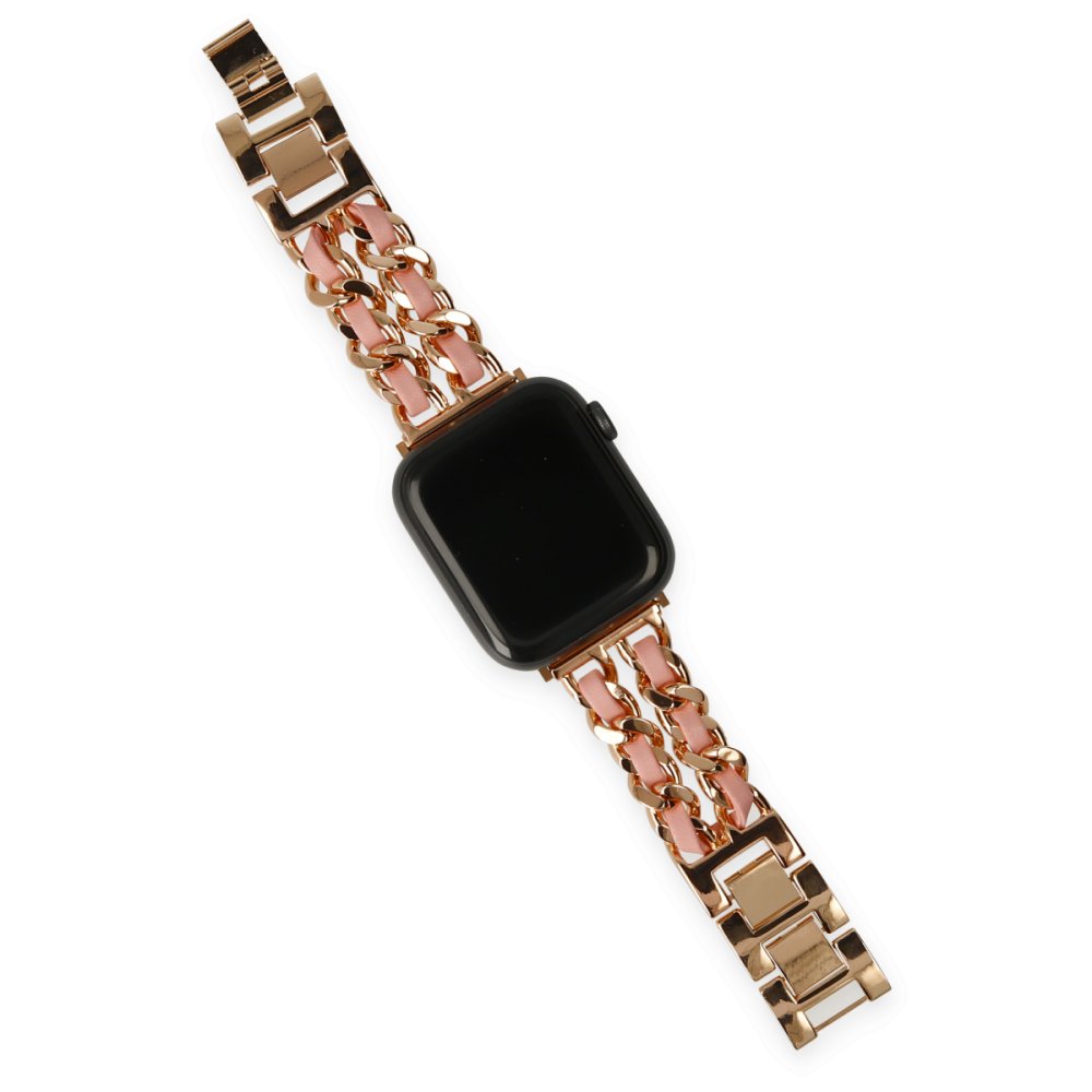 Newface Apple Watch 38mm KR405 Metal Bakla Kordon - Pudra