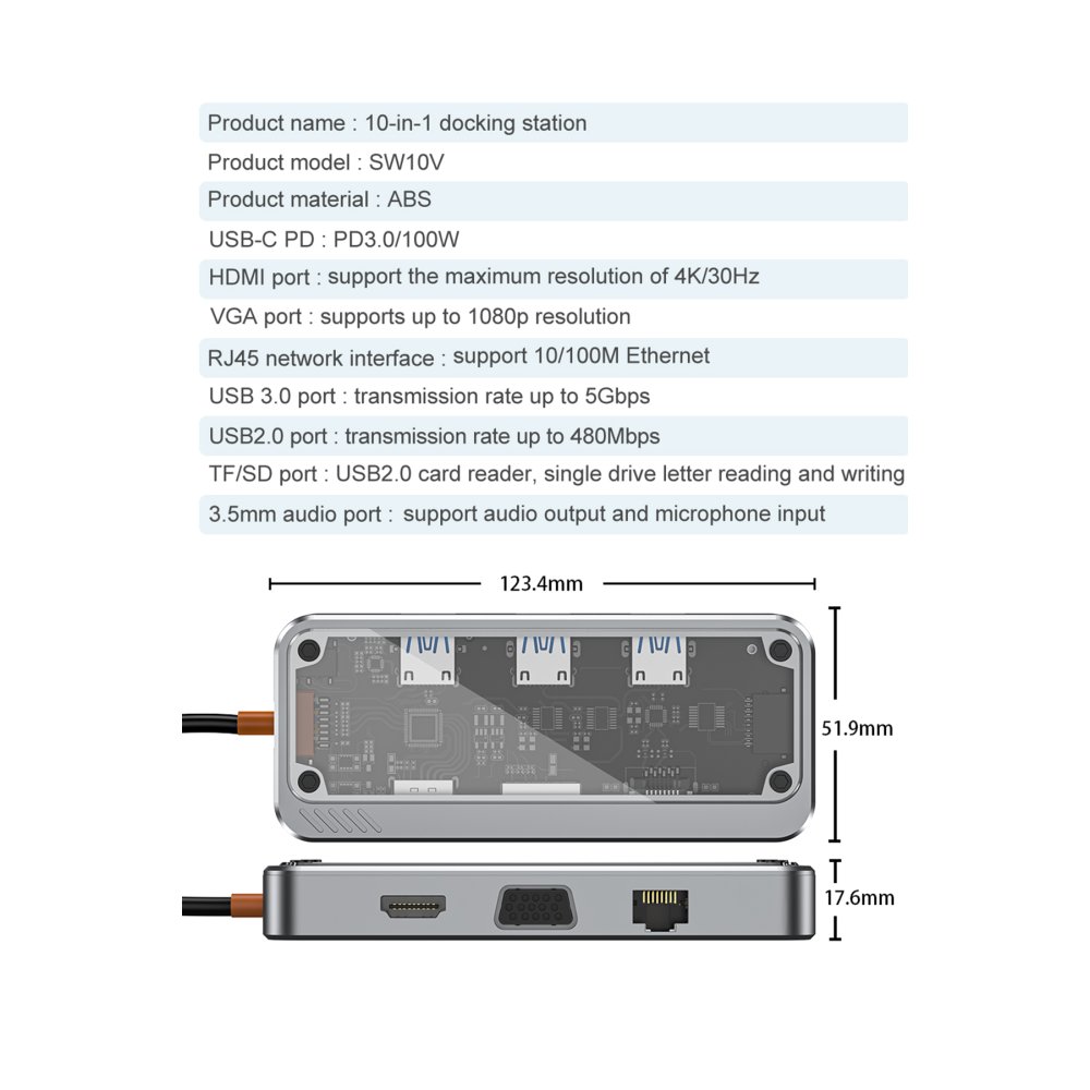 Newface Dönüştürücü 10in1 Hub SW10V - Gri