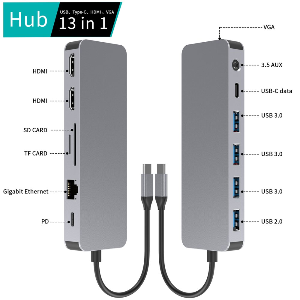 Newface Dönüştürücü 13in1 Hub 117 - Gri