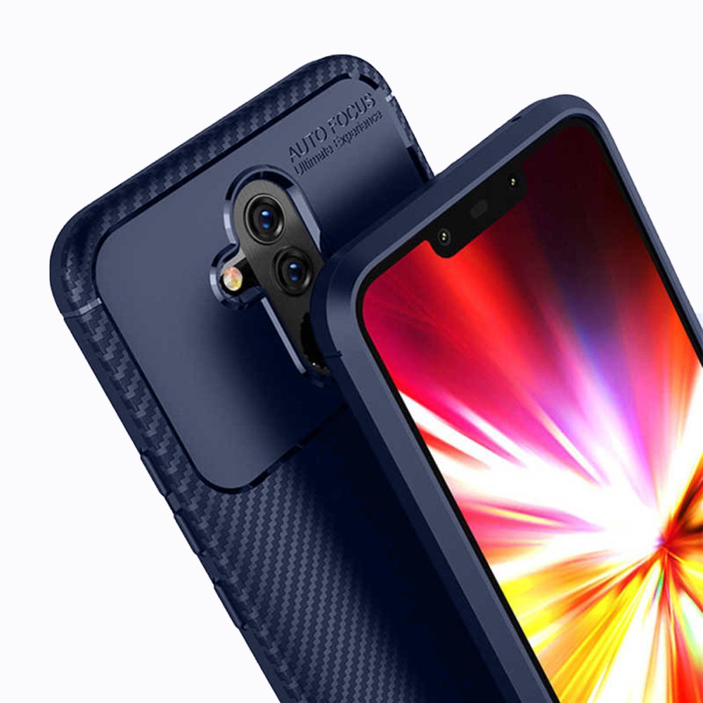 Newface Huawei Mate 20 Lite Kılıf Auto Focus Karbon Kapak - Lacivert