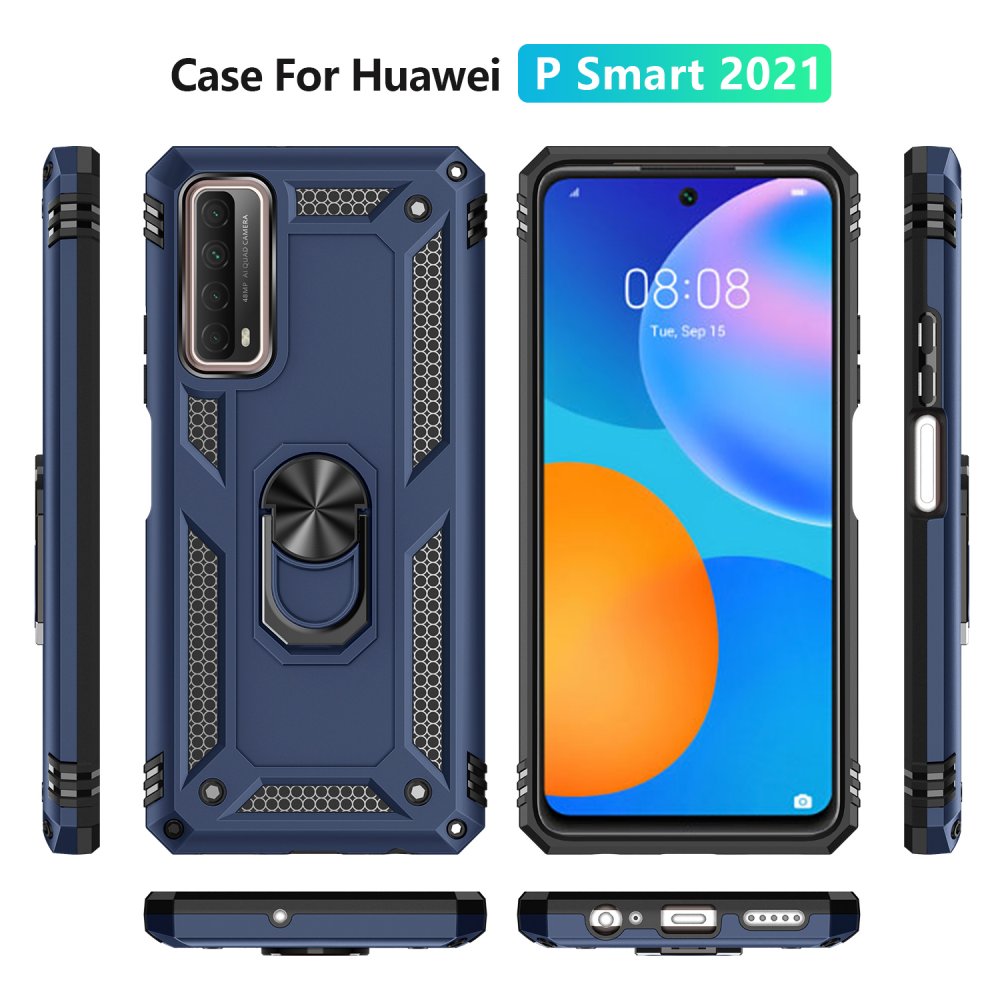 Newface Huawei P Smart 2021 Kılıf Sofya Yüzüklü Silikon Kapak - Lacivert