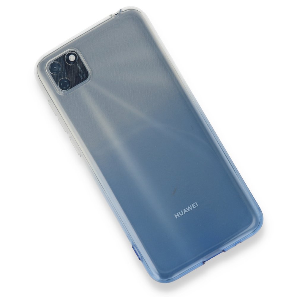 Newface Huawei Y5P Kılıf Lüx Çift Renkli Silikon - Mavi