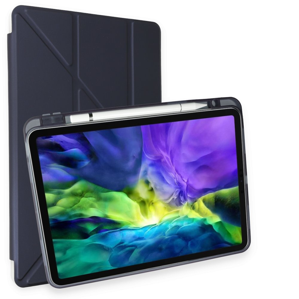 Newface iPad 10.2 (7.nesil) Kılıf Kalemlikli Hugo Tablet Kılıfı - Lacivert