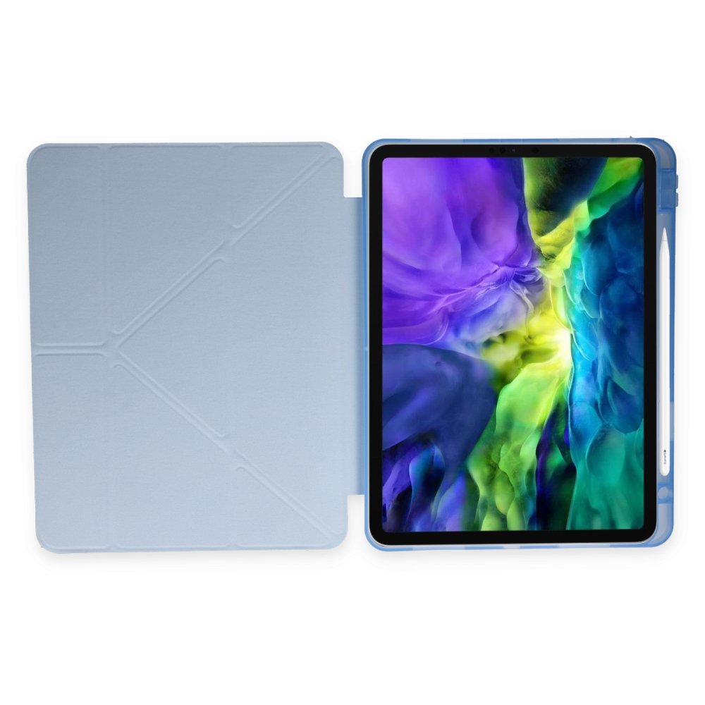 Newface iPad 10.2 (8.nesil) Kılıf Kalemlikli Hugo Tablet Kılıfı - Mavi