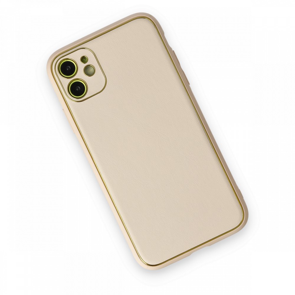 Newface iPhone 11 Kılıf Coco Deri Silikon Kapak - Gold