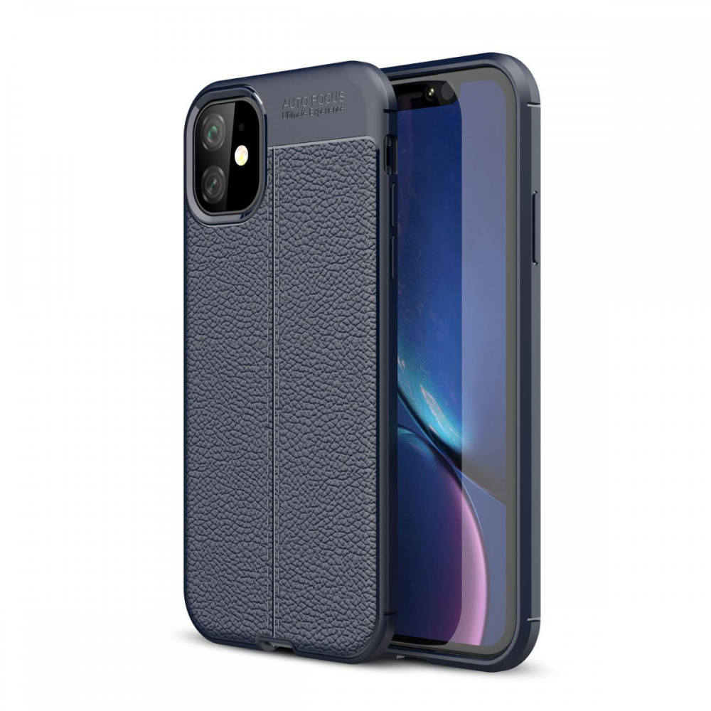 Newface iPhone 11 Kılıf Focus Derili Silikon - Lacivert