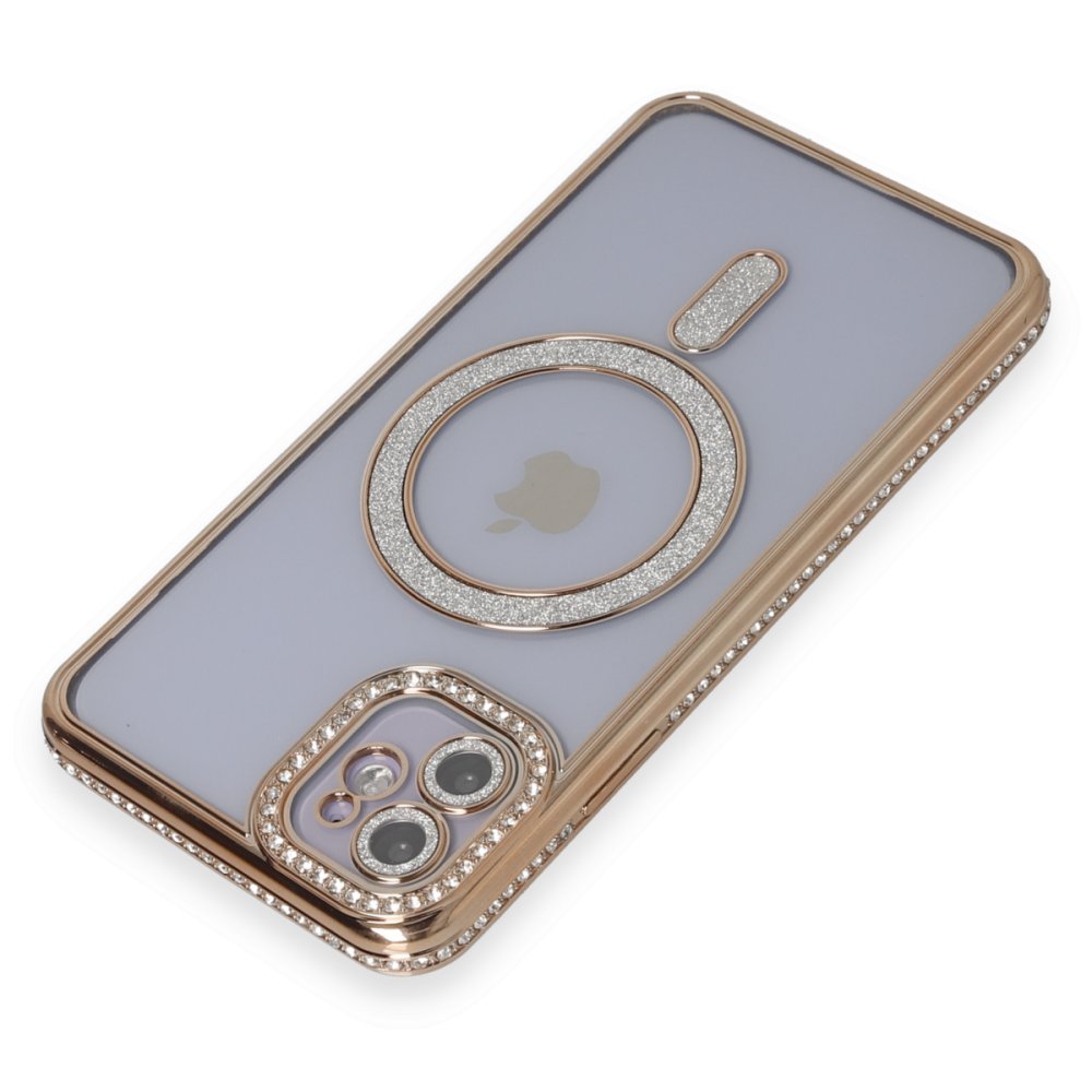 Newface iPhone 11 Kılıf Joke Simli Magneticsafe Kılıf - Gold